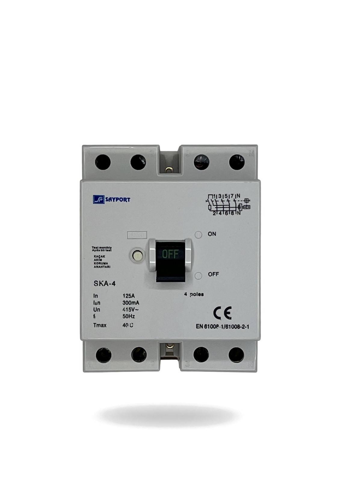 KÖHLER SAYPORT SKA-4 125A 300mA Kaçak Akım Rölesi (4 Kutuplu) elektrik sayacı